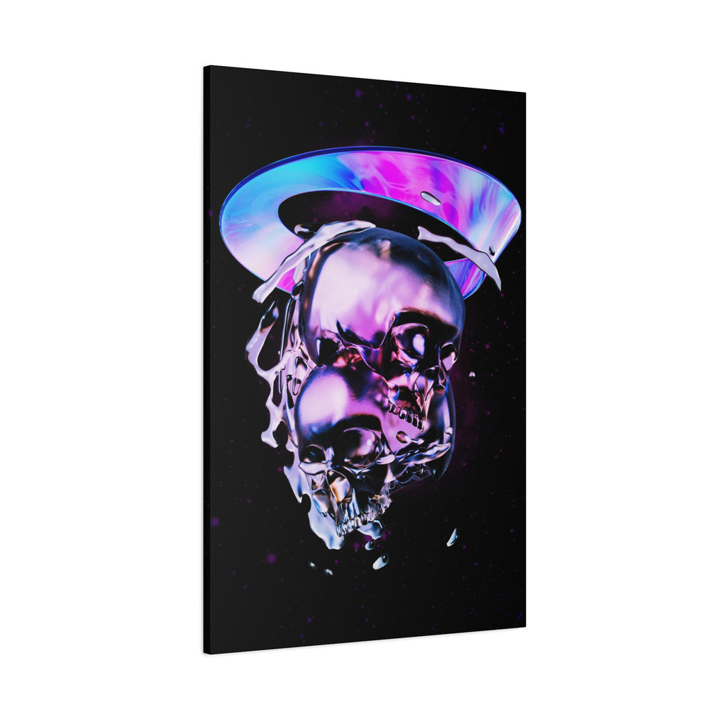 Melted Skeleton Skulls Canvas Wall Art - Gothic Cosmic Skull Decor