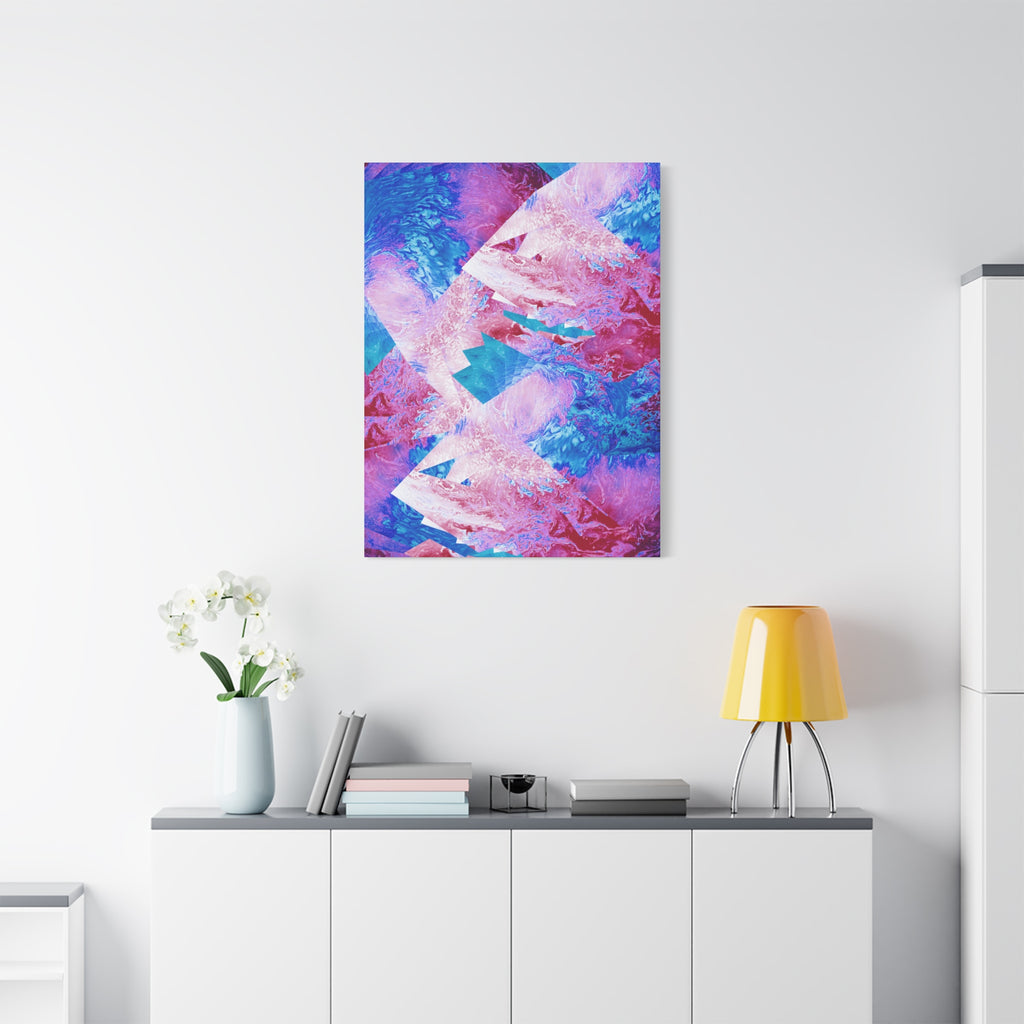 Trippy Pink and Blue Fractal Canvas Art | Surreal Abstract Sacred Geometry Wall Decor