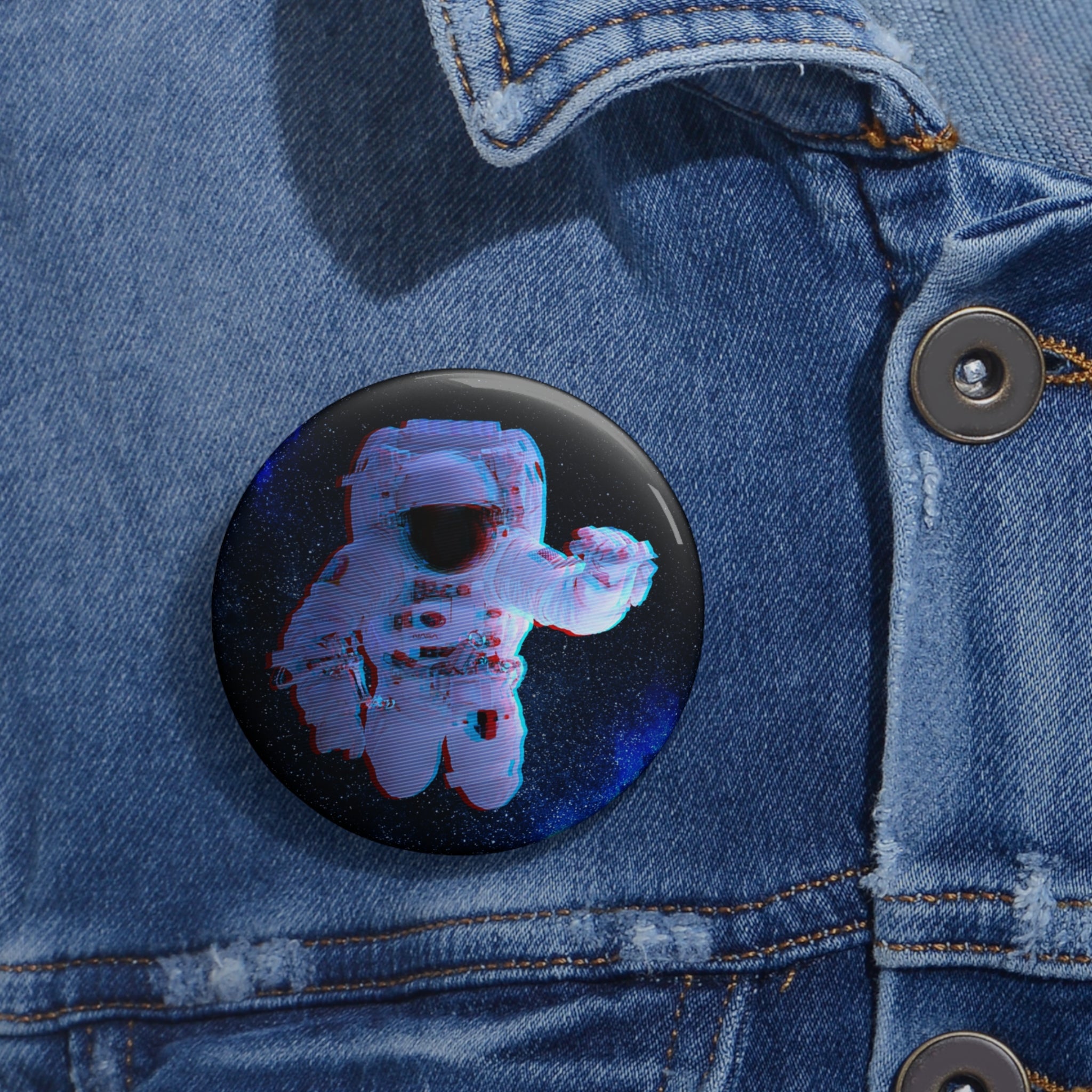 Scanline Spaceman Pin - Abstract Sci-Fi Art Button