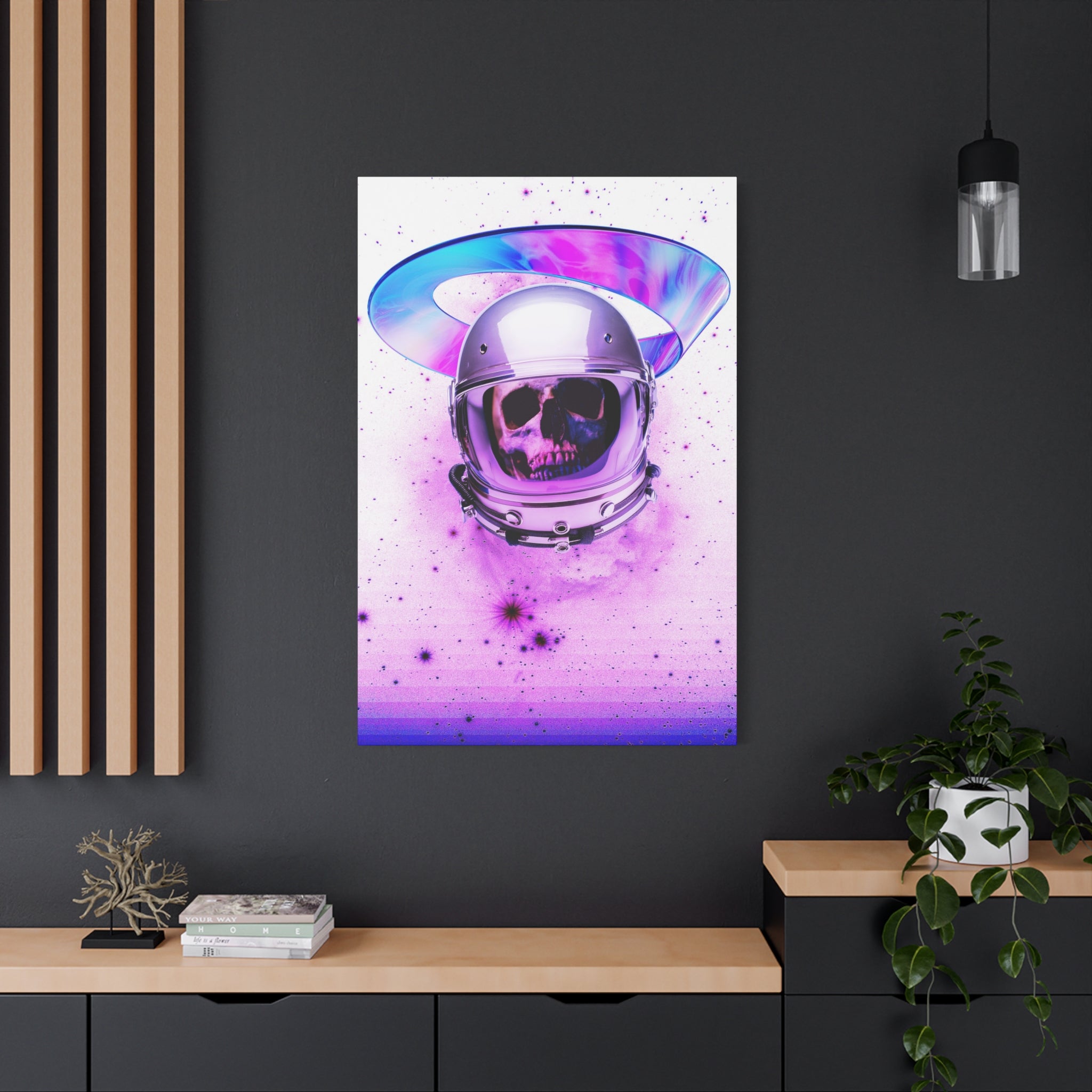 Astronaut Skeleton Skull Canvas Wall Art - Dark Space Skull Decor