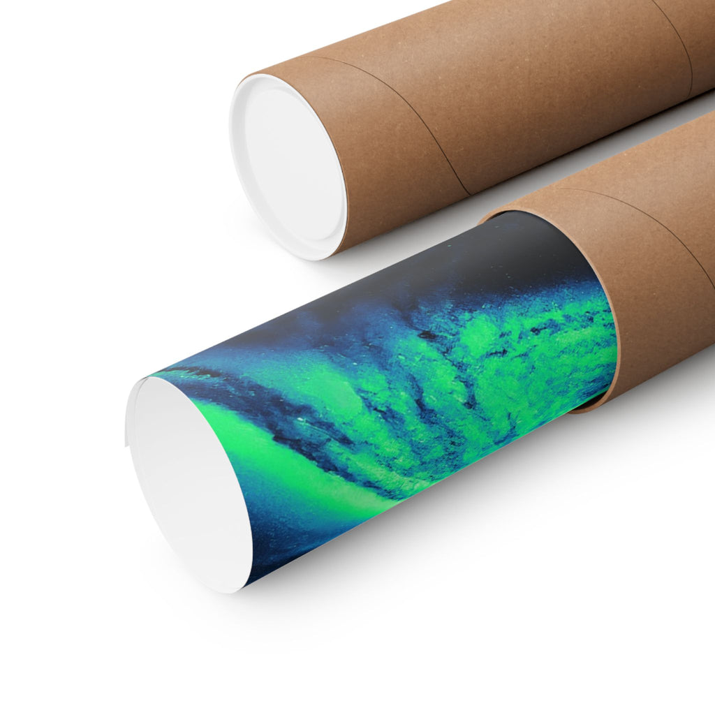 Vaporwave Green and Blue Spiral Galaxy Matte Poster Print