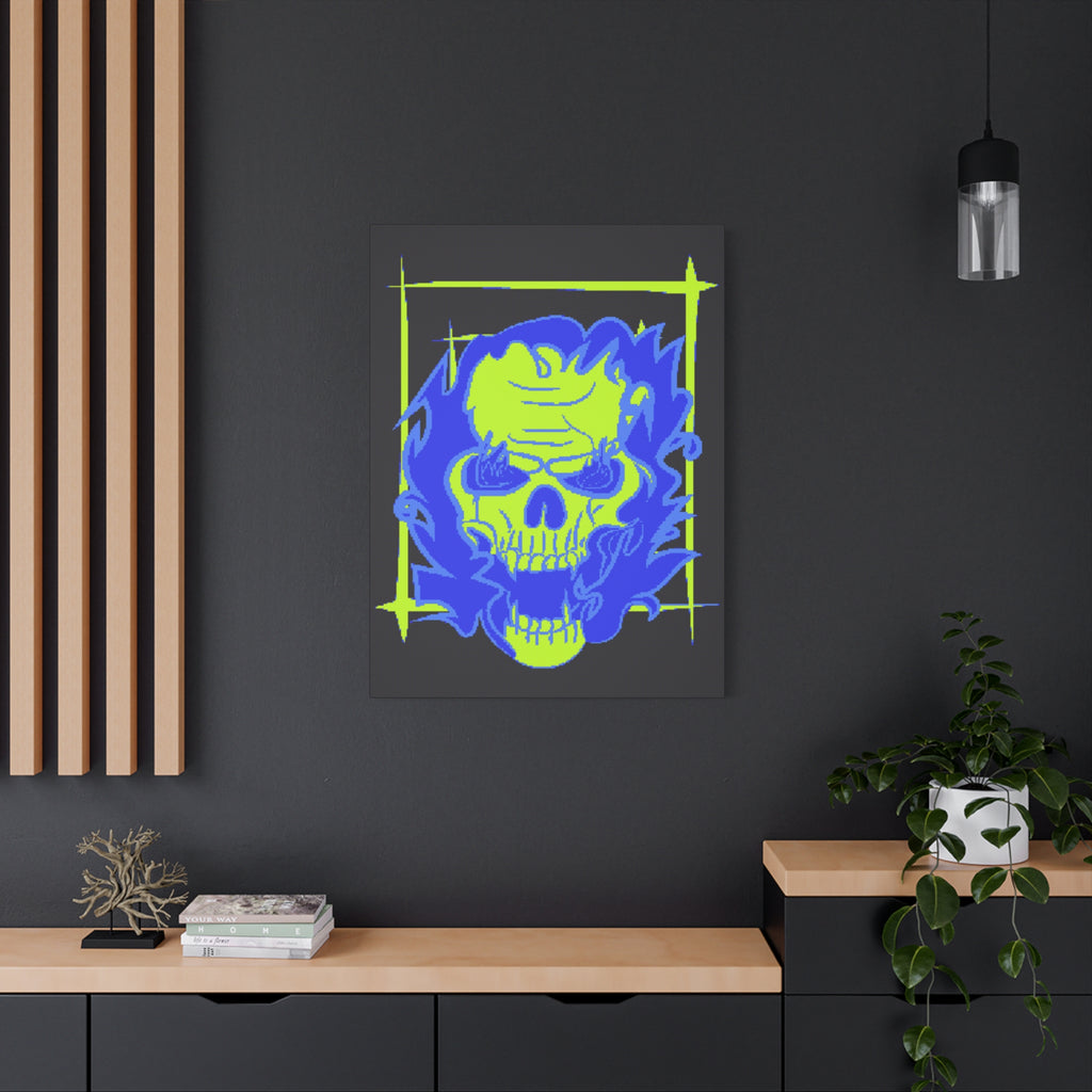 Skull of Mental Fire Canvas Wall Art - Psychedelic Gothic Decor
