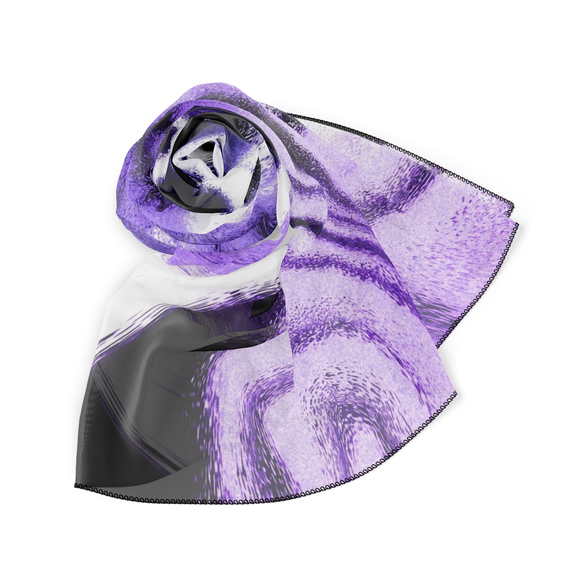 Purple Night Scarf - Swirling Black Abstract Shawl