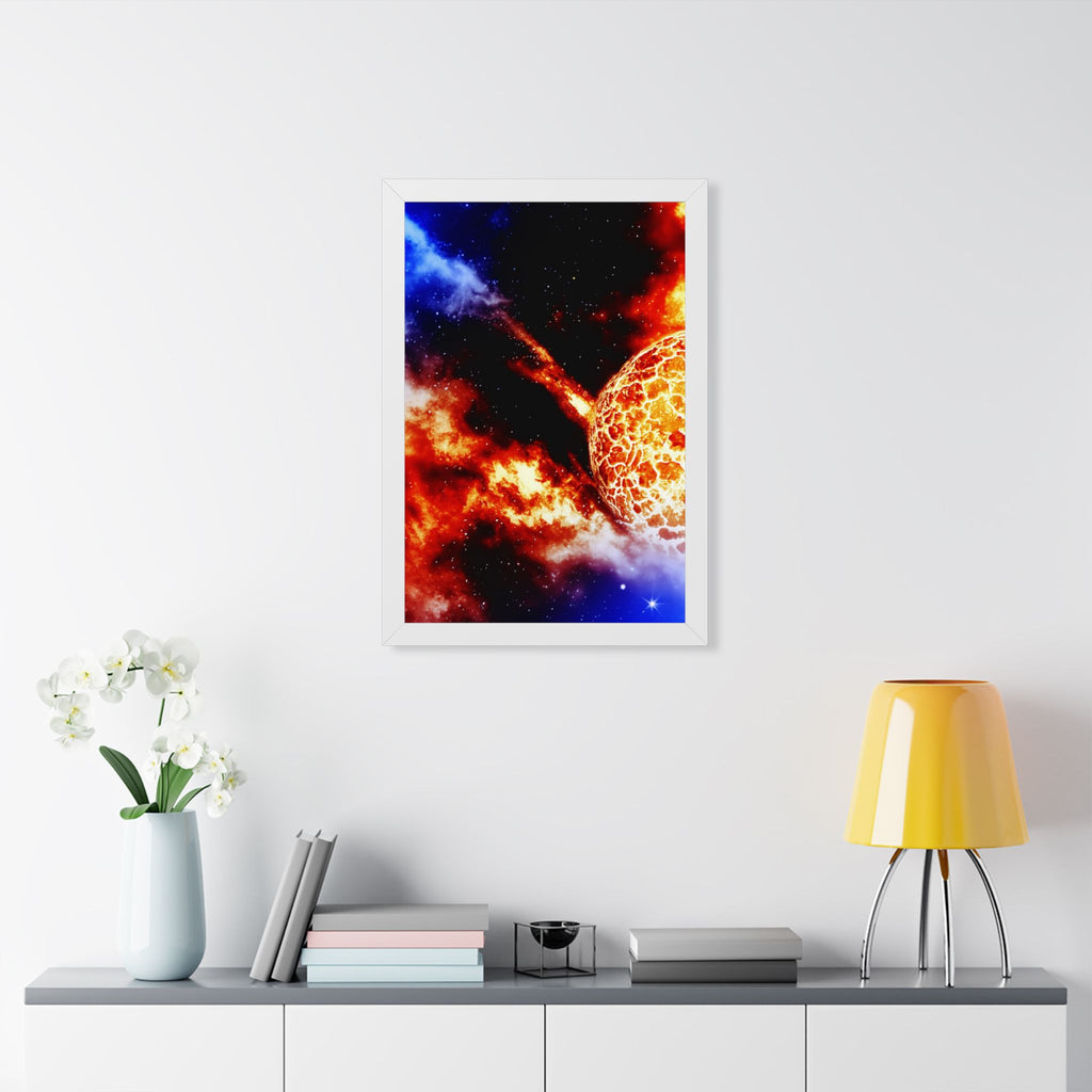 Solar Blast Framed Poster - Cosmic Nebula Space Wall Art