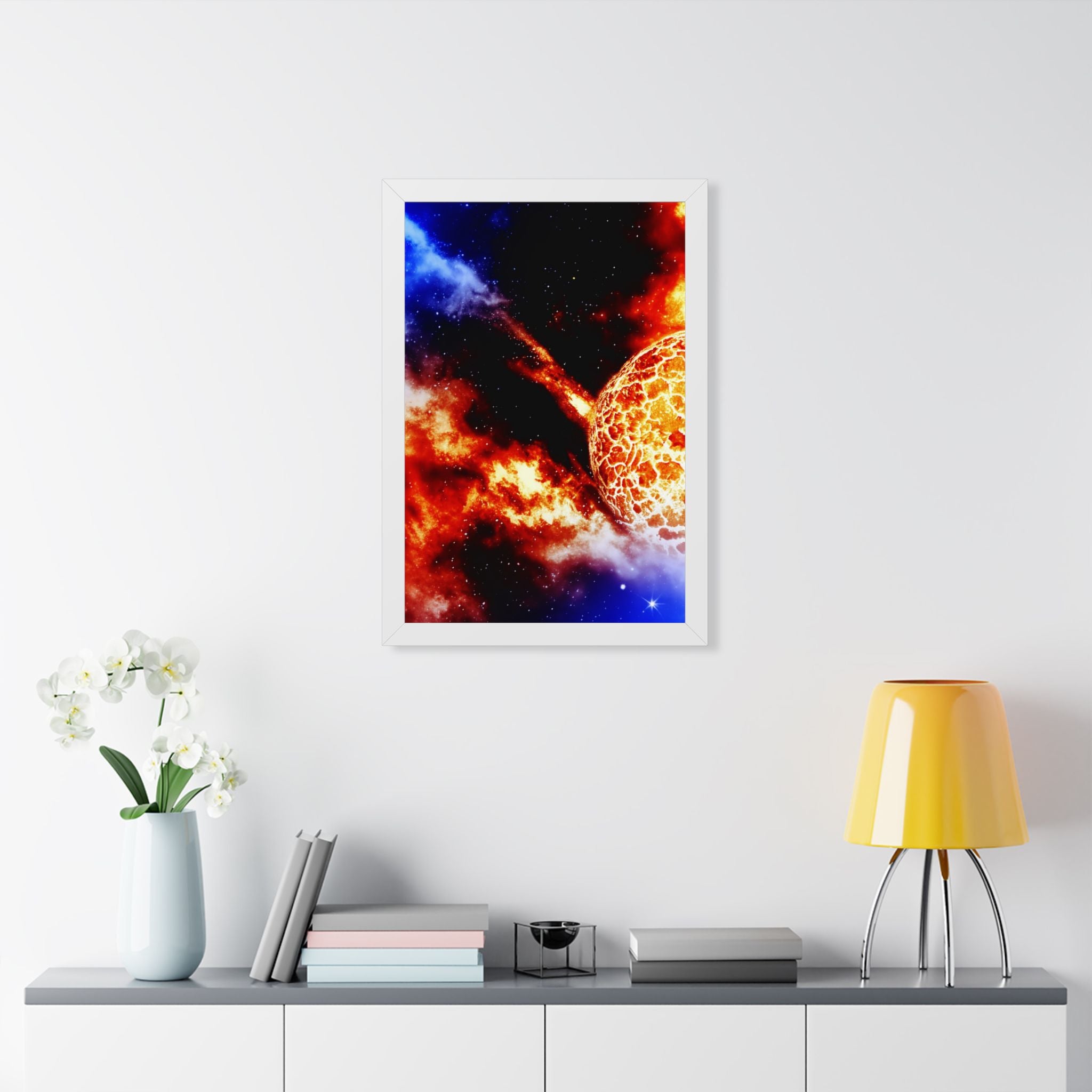 Solar Blast Framed Poster - Cosmic Nebula Space Wall Art
