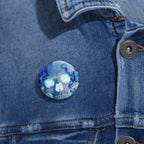 Blue Flame Skull Pin - Gothic Fire Art Button