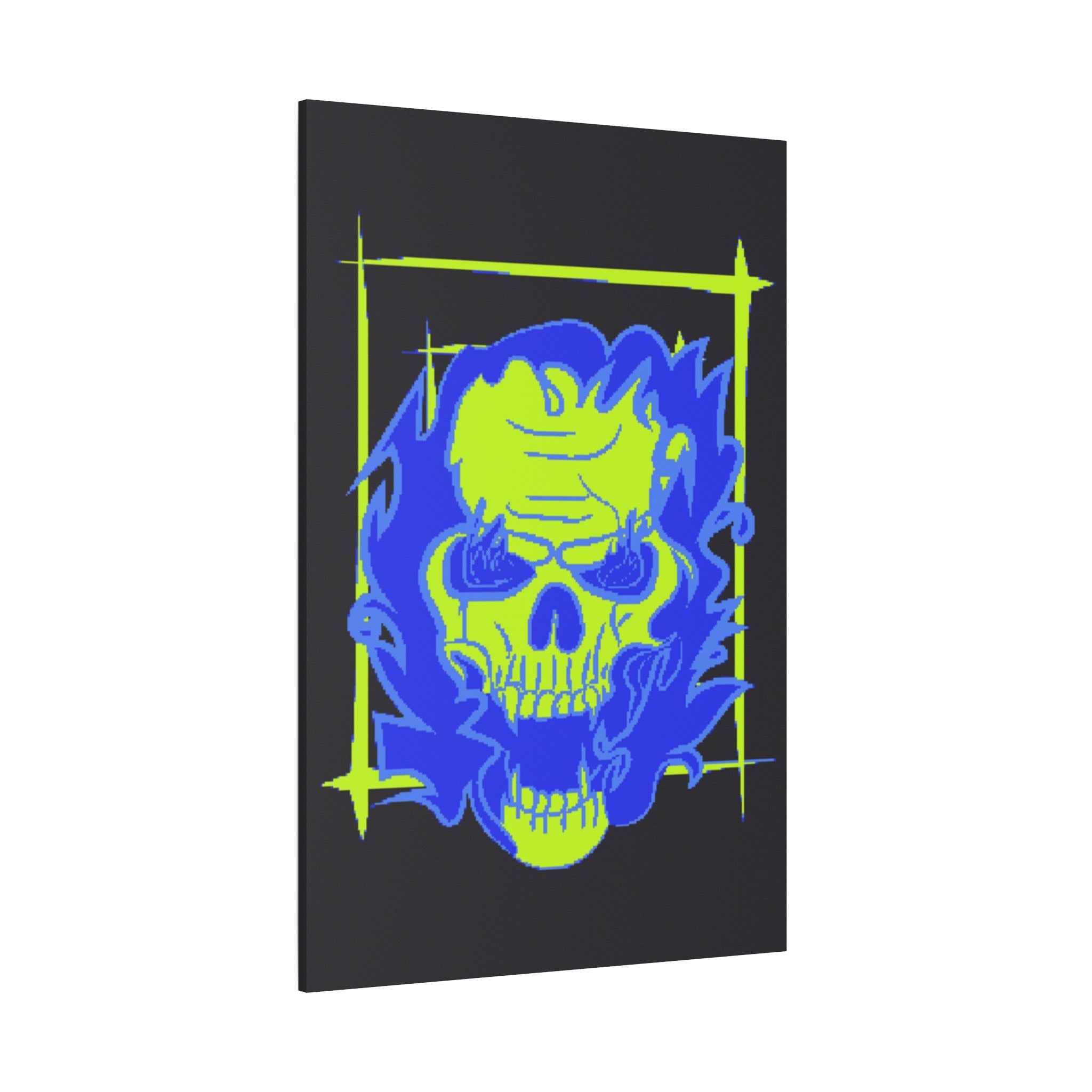 Skull of Mental Fire Canvas Wall Art - Psychedelic Gothic Decor