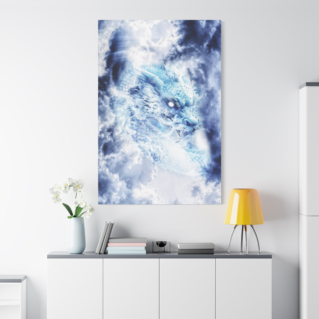 Blue Sky Dragon Canvas Wall Art - Celestial Fantasy Decor