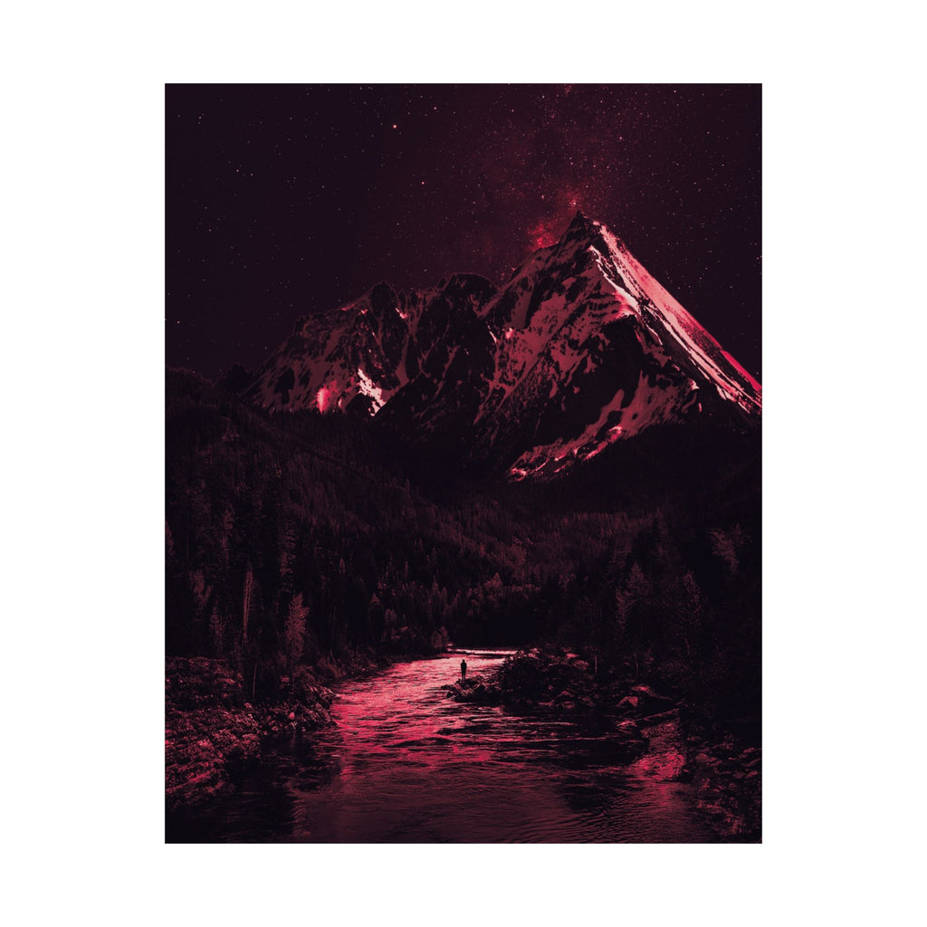 Red Mountain Lake Poster - Dramatic Landscape Art Print