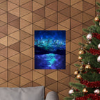 Cosmic Frosted City Skyline Poster Print - Galactic Cityscape