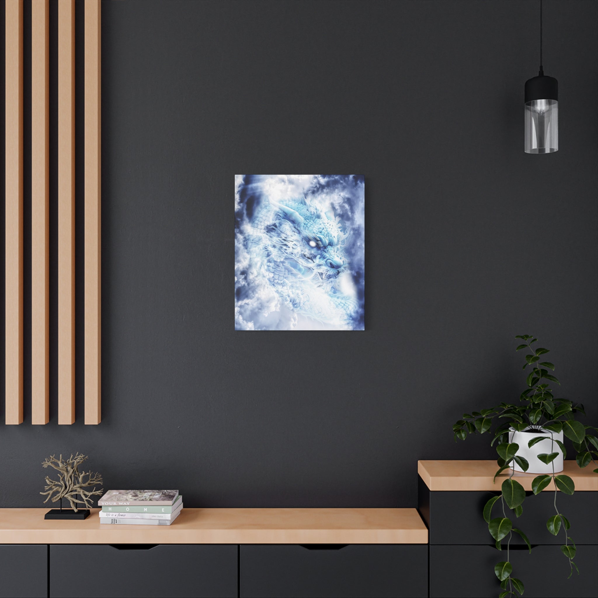Blue Sky Dragon Canvas Wall Art - Celestial Fantasy Decor