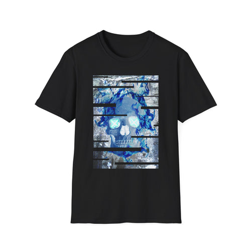 Blue Flame Skull Graphic Tee - Gothic Fire Skull Shirt