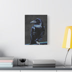 Blue Crow Canvas Wall Art - Surreal Raven Bird Decor