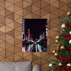 Cyberpunk Slick Street Poster - Neon Alley Art Print