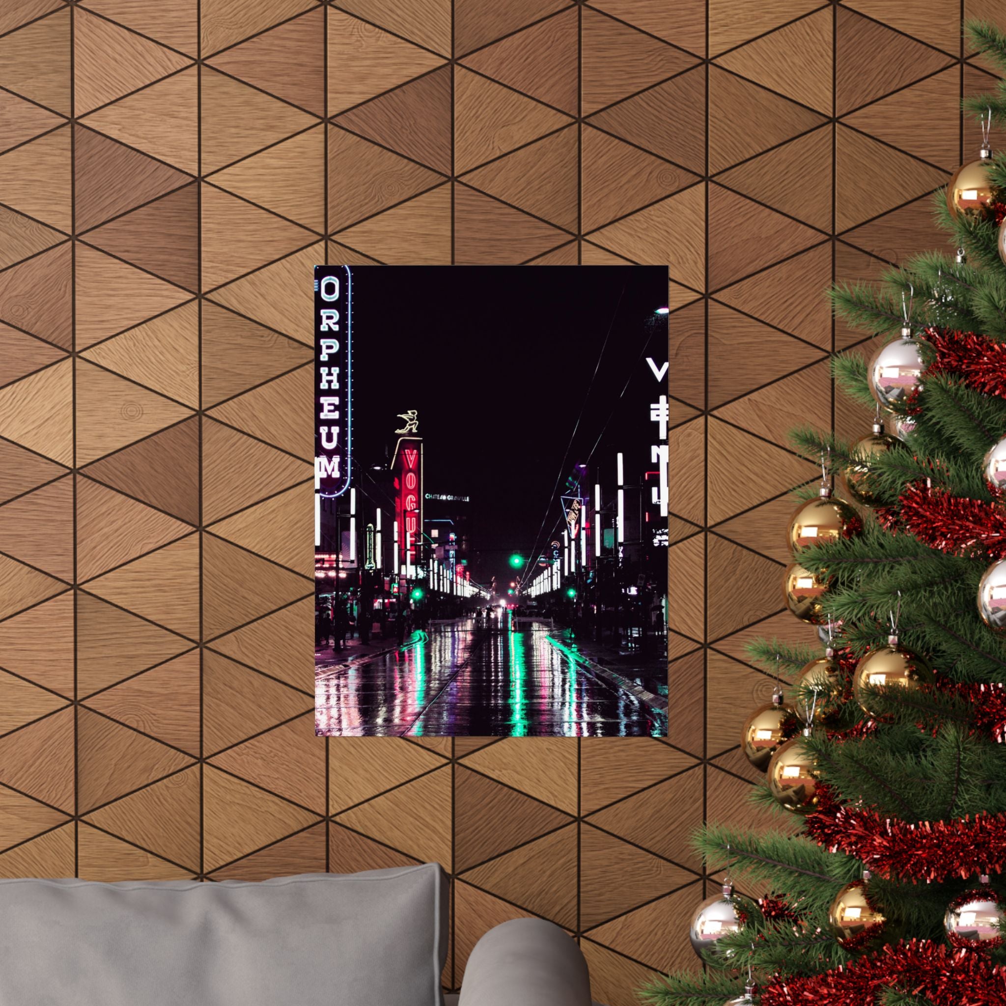 Cyberpunk Slick Street Poster - Neon Alley Art Print