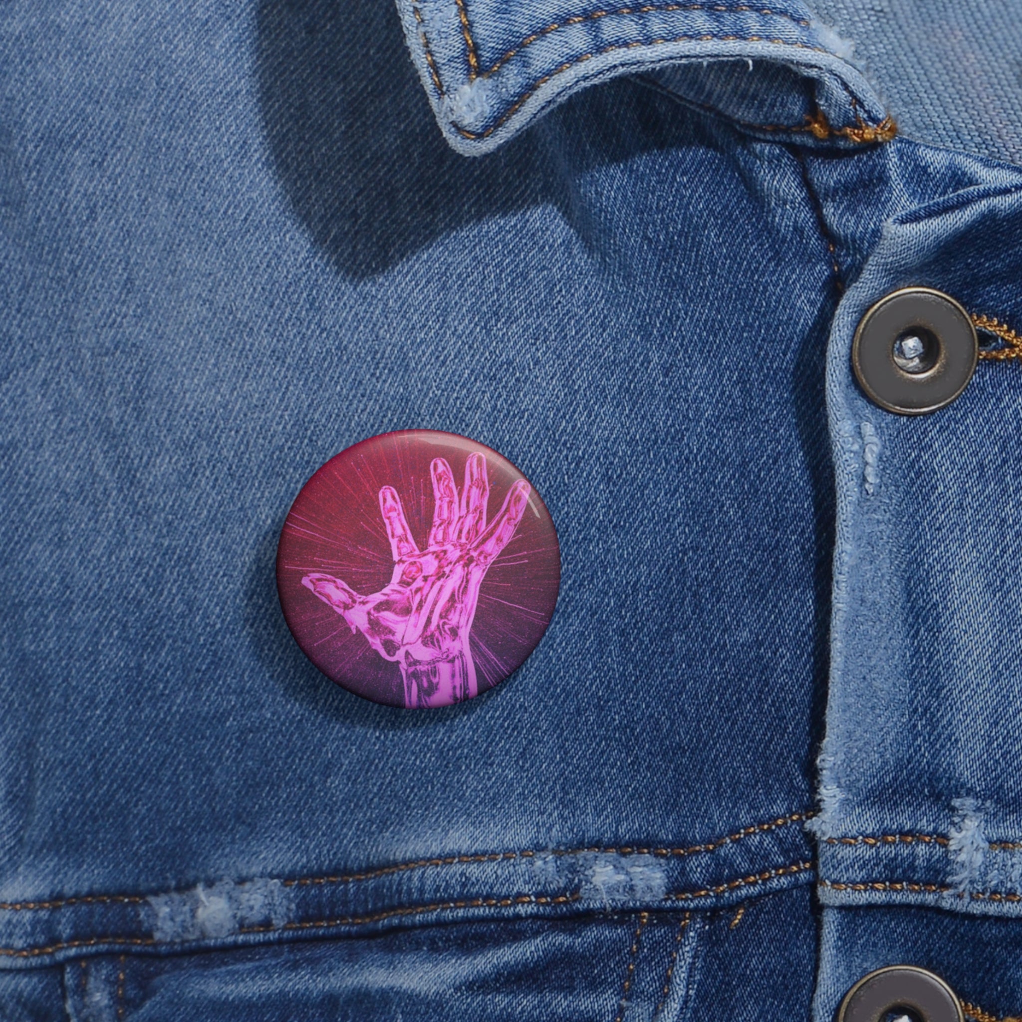 Hand of the Stars Pin - Celestial Space Art Button