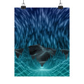 Cyber Wave Escape Poster Print - Synthwave Neon Grid Art