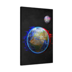 Earth Glitched Canvas Wall Art - Digital Glitch Futuristic World