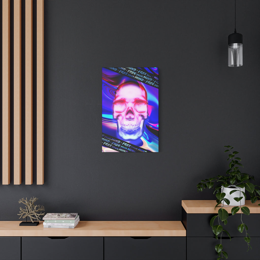 Free Your Mind Canvas Wall Art - Psychedelic Skull Portrait Decor