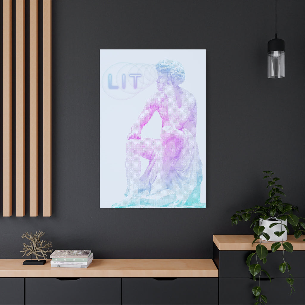 Lit Thinker Canvas Wall Art - Psychedelic Abstract Portrait Decor