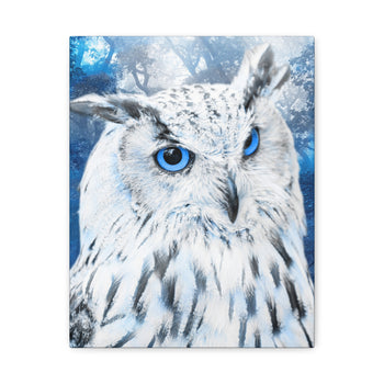 Frost Owl Canvas Wall Art - Winter Animal Fantasy Nature Decor by Kiyo Arts