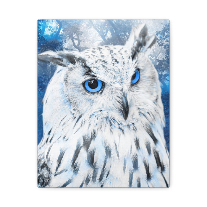 Frost Owl Canvas Wall Art - Winter Animal Fantasy Nature Decor