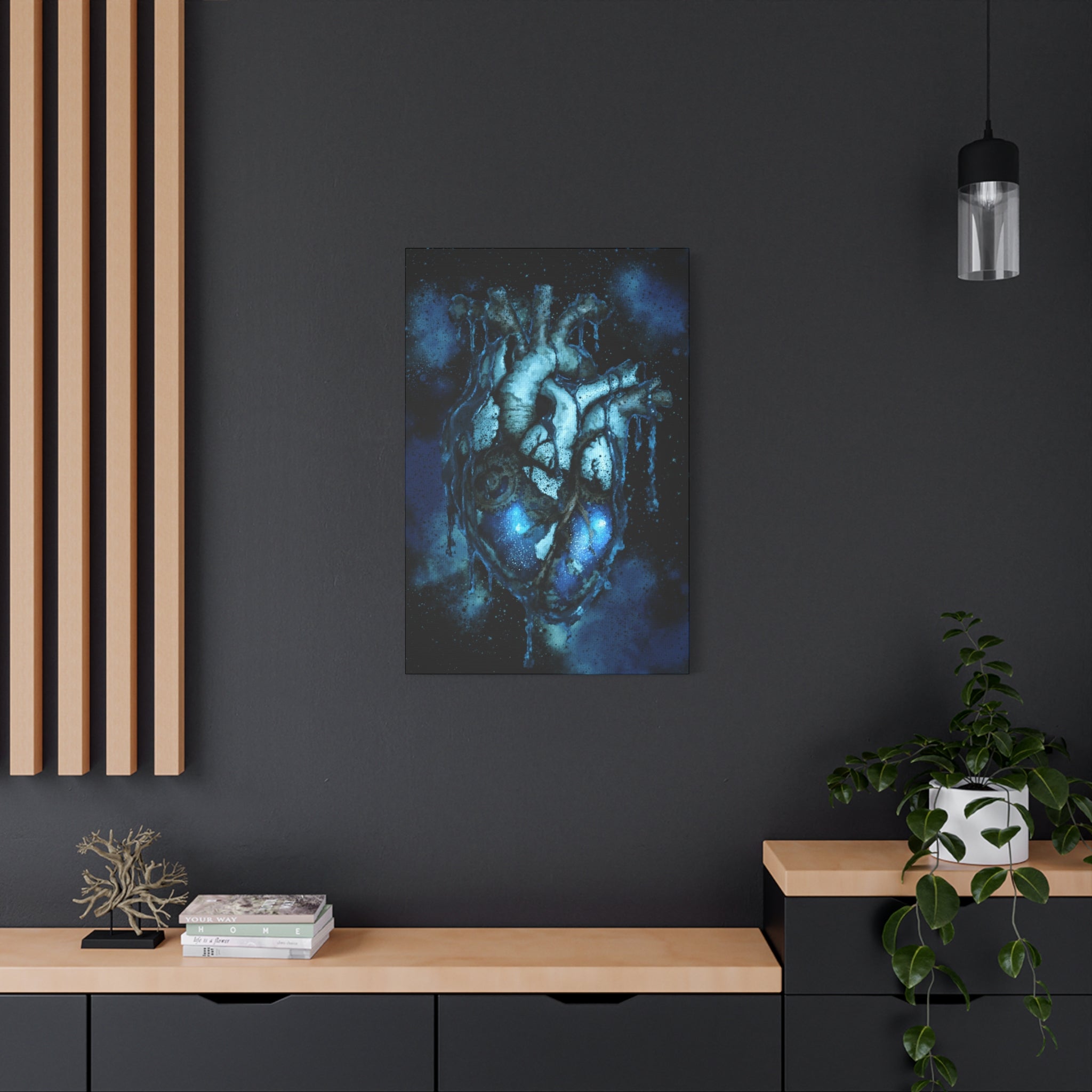 Galaxy Heart Canvas Wall Art - Cosmic Anatomical Space Love Decor