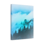 Blue Mountain Fog Canvas Wall Art - Misty Forest Nature Decor