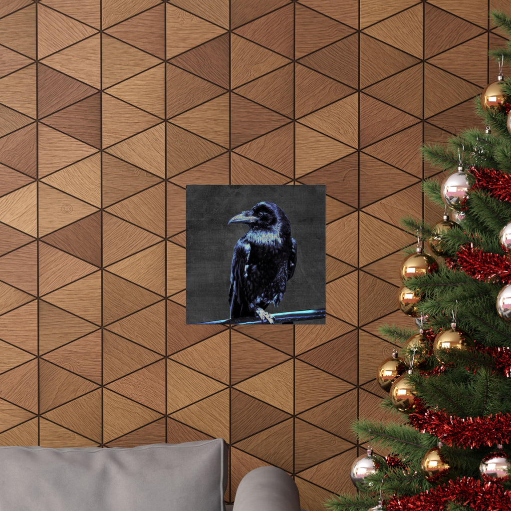 Blue Crow Poster Print - Surreal Raven Bird Art