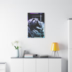 CRT Lion Retro Wave Canvas Art - 80s Vaporwave Neon Decor