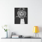 Lion in a Suit Canvas Wall Art - Modern Quirky Animal Portrait