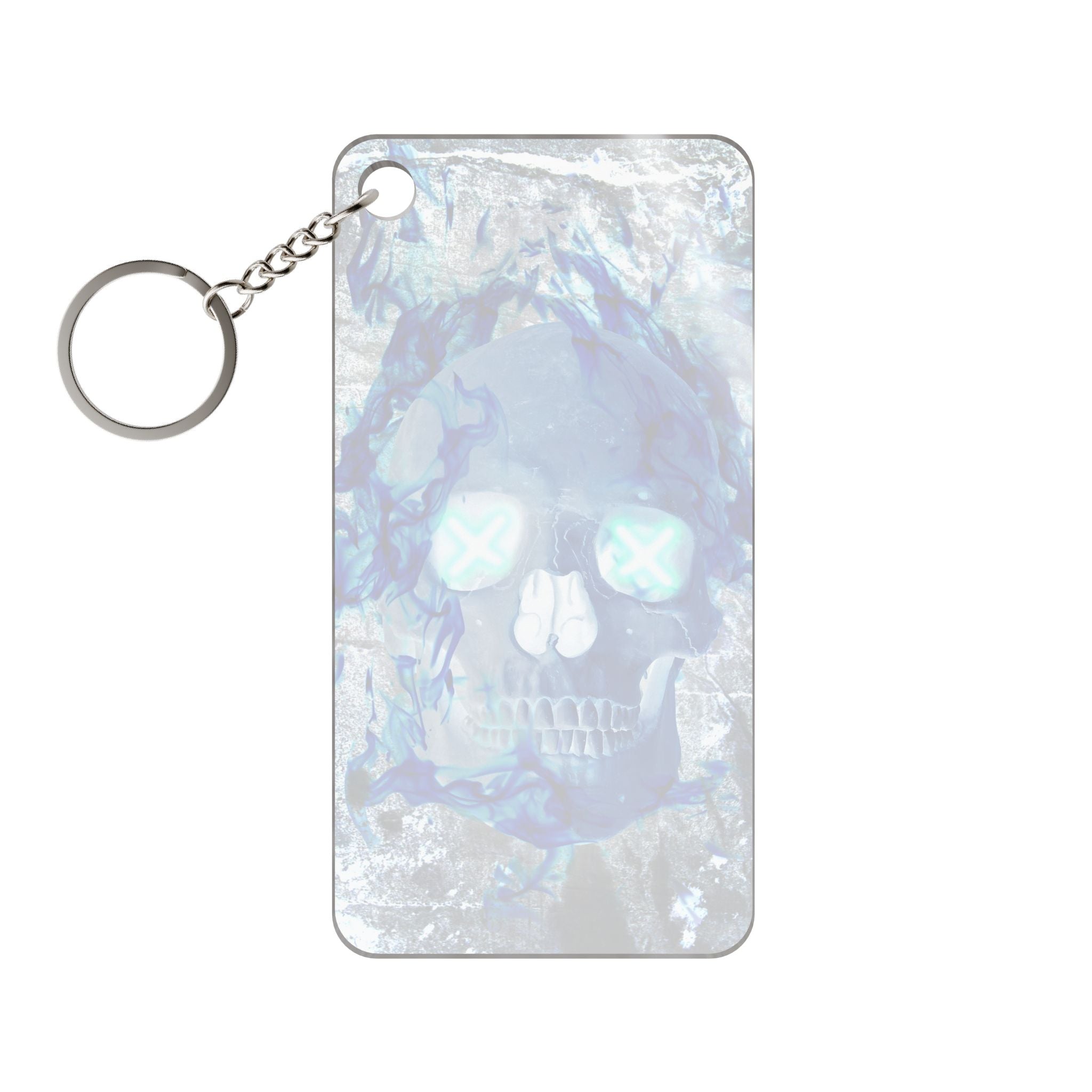 Blue Flame Skull Keychain - Gothic Fire Acrylic Charm