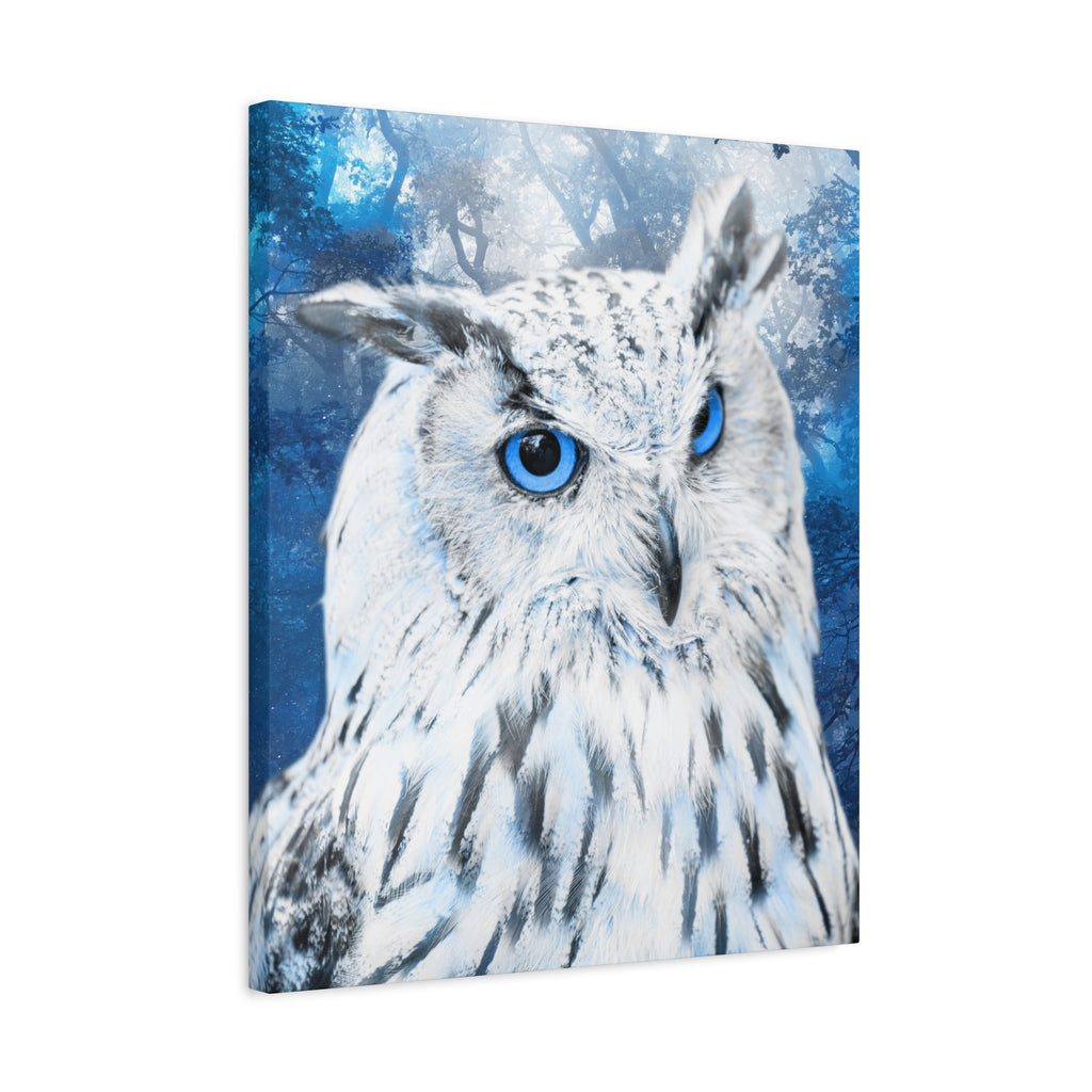 Frost Owl Canvas Wall Art - Winter Animal Fantasy Nature Decor