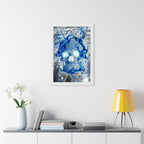 Blue Flame Skull Framed Poster - Gothic Fire Skull Wall Art