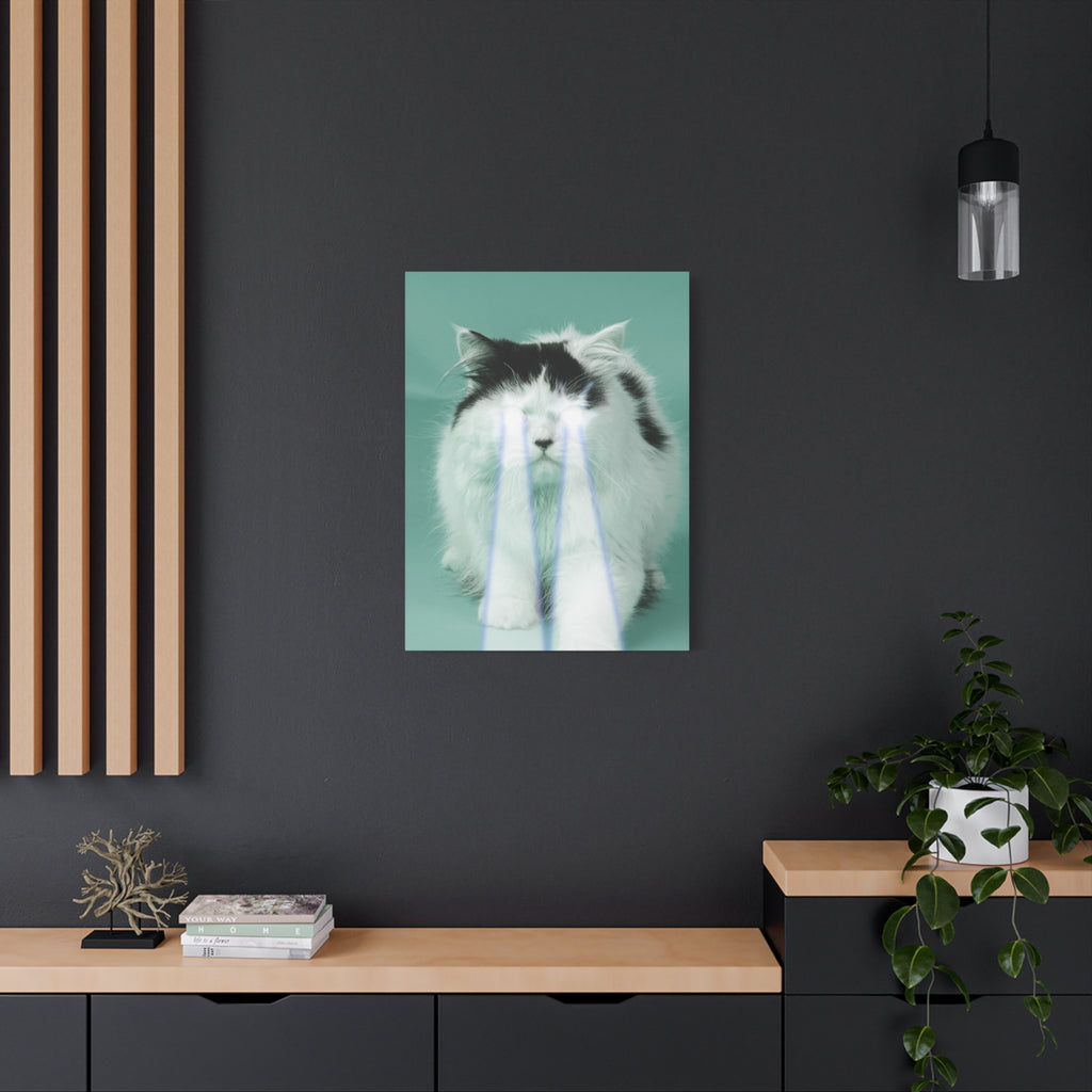Laser Cat Canvas Wall Art - Funny Sci-Fi Space Feline Decor