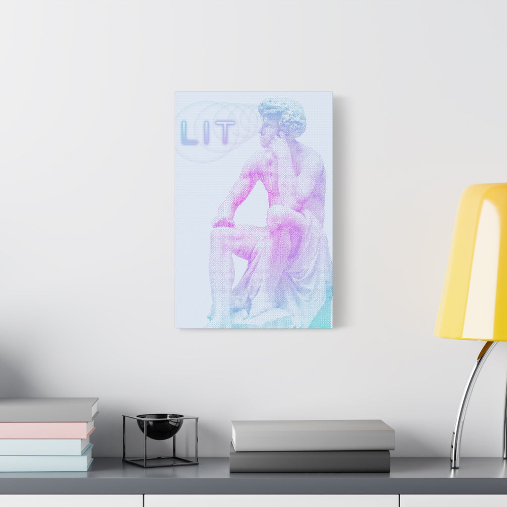 Lit Thinker Canvas Wall Art - Psychedelic Abstract Portrait Decor