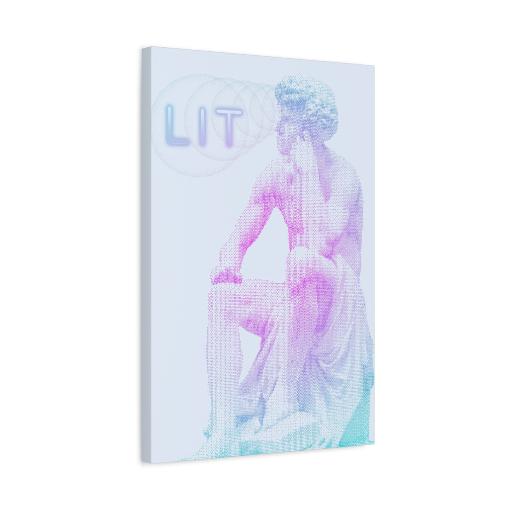 Lit Thinker Canvas Wall Art - Psychedelic Abstract Portrait Decor