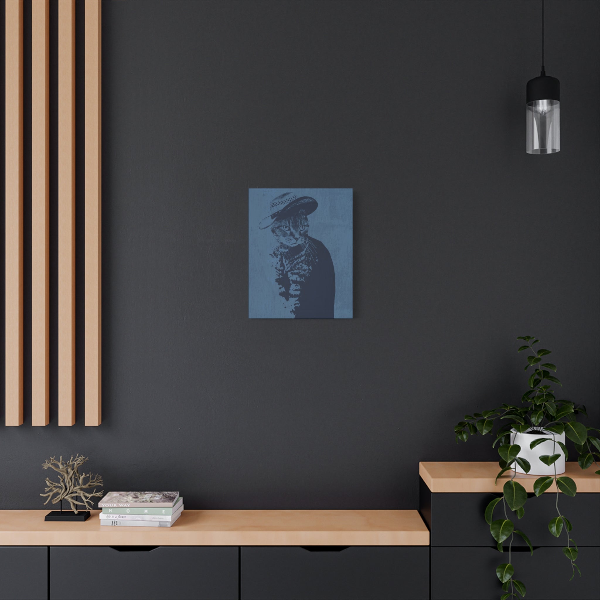 Grey Tabby Cat Canvas Wall Art - Cute Pet Portrait Decor