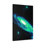 Vaporwave Green Blue Spiral Galaxy Canvas Art | Neon Retro Space Nebula Wall Decor
