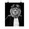 Lion in a Suit Poster - Quirky Animal Portrait Art Print