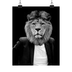 Lion in a Suit Poster - Quirky Animal Portrait Art Print