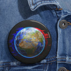 Earth Glitched Pin - Geometric Glitch Art Button