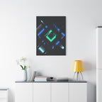 Abstract Techno Blue Canvas Wall Art - Digital Glitch Decor