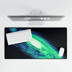 Vaporwave Green and Blue Spiral Galaxy Cosmic Desk Mat Mousepad