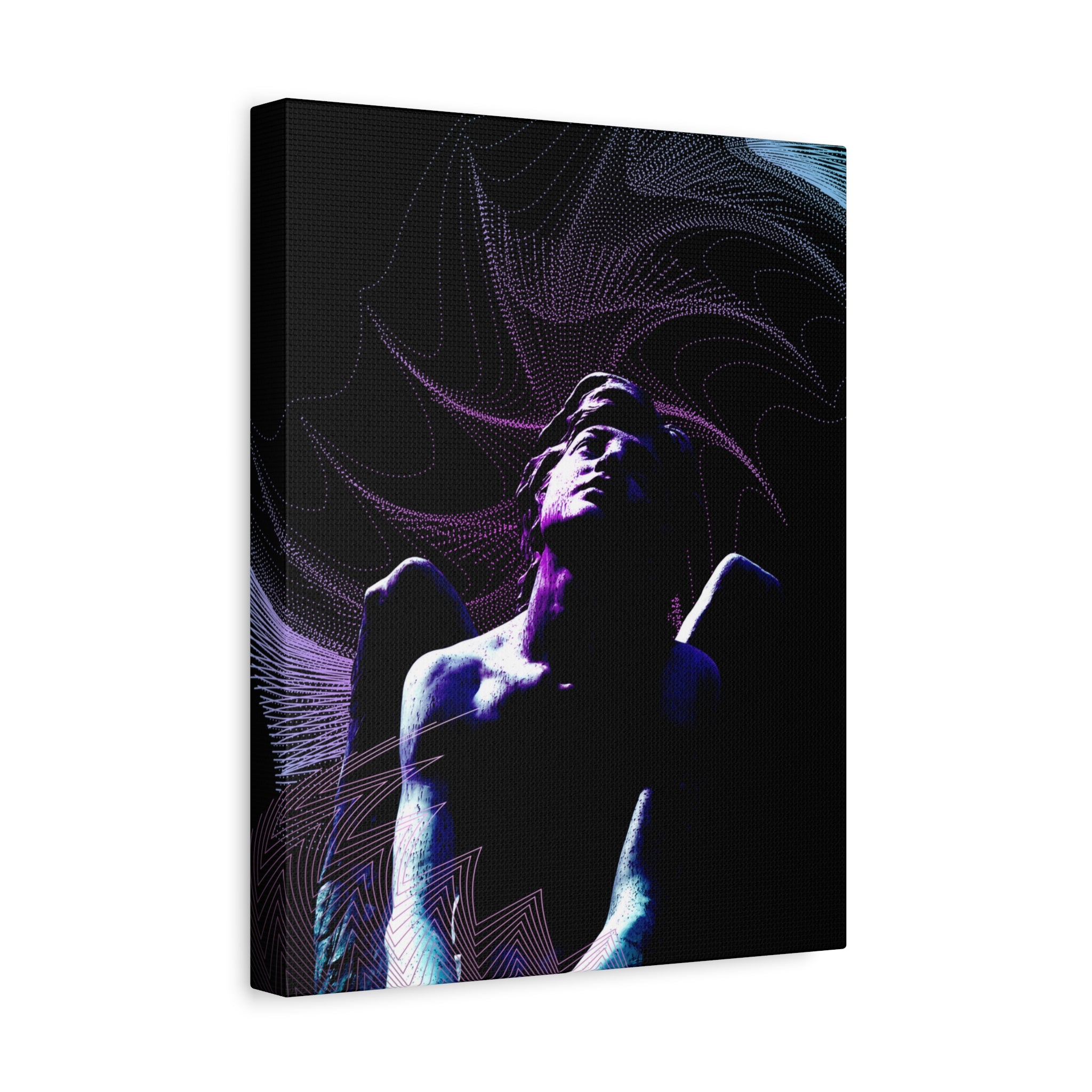 Skybound Canvas Wall Art - Surreal Angel Figure in the Clouds