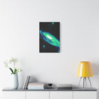 Vaporwave Green Blue Spiral Galaxy Canvas Art | Neon Retro Space Nebula Wall Decor