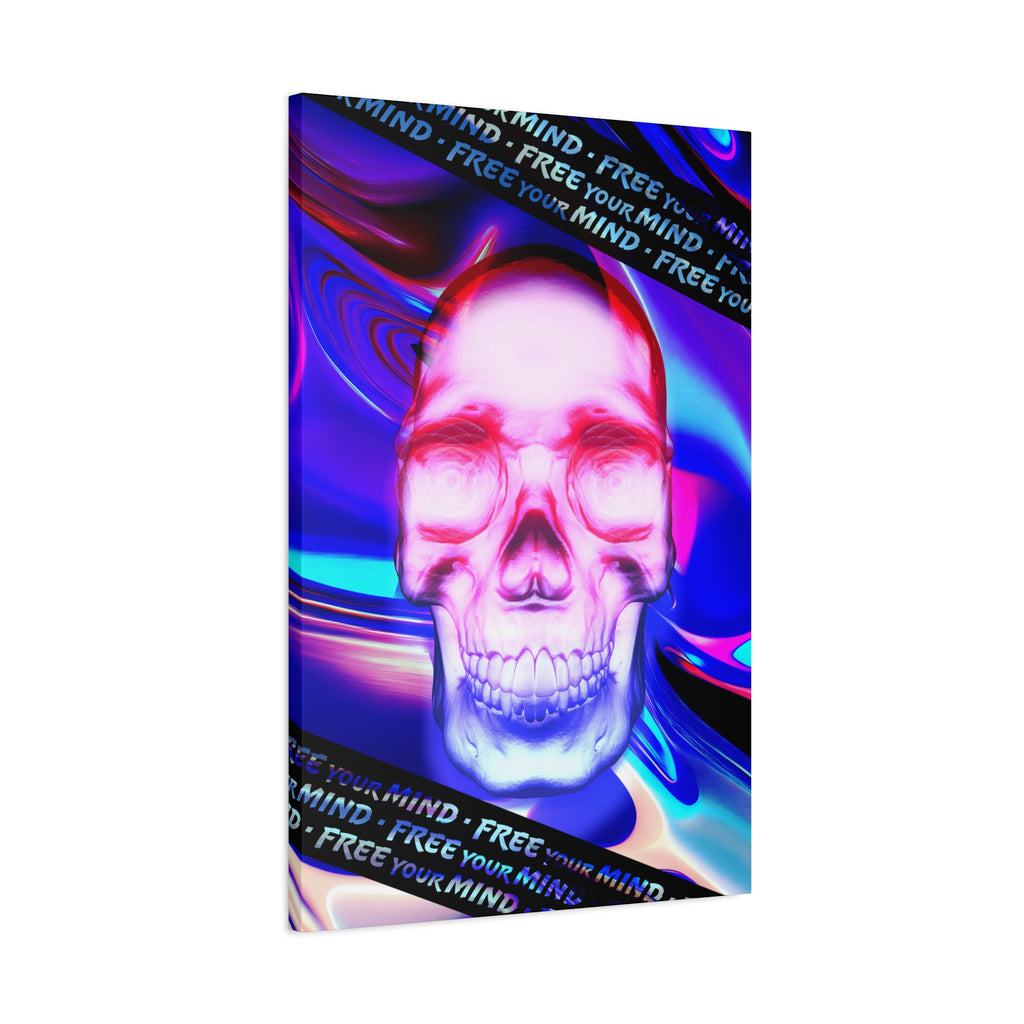 Free Your Mind Psychedelic Skull Canvas Art - Trippy Skeleton Decor