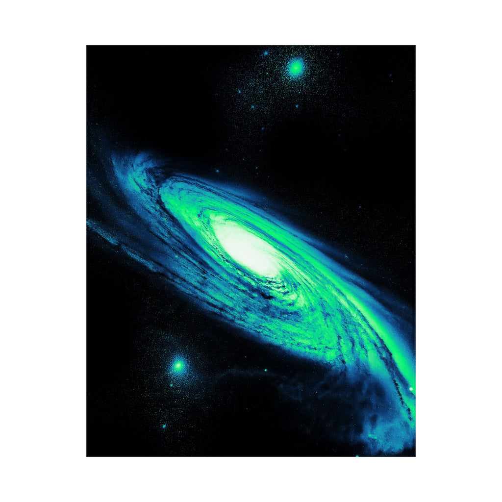 Vaporwave Green and Blue Spiral Galaxy Matte Poster Print
