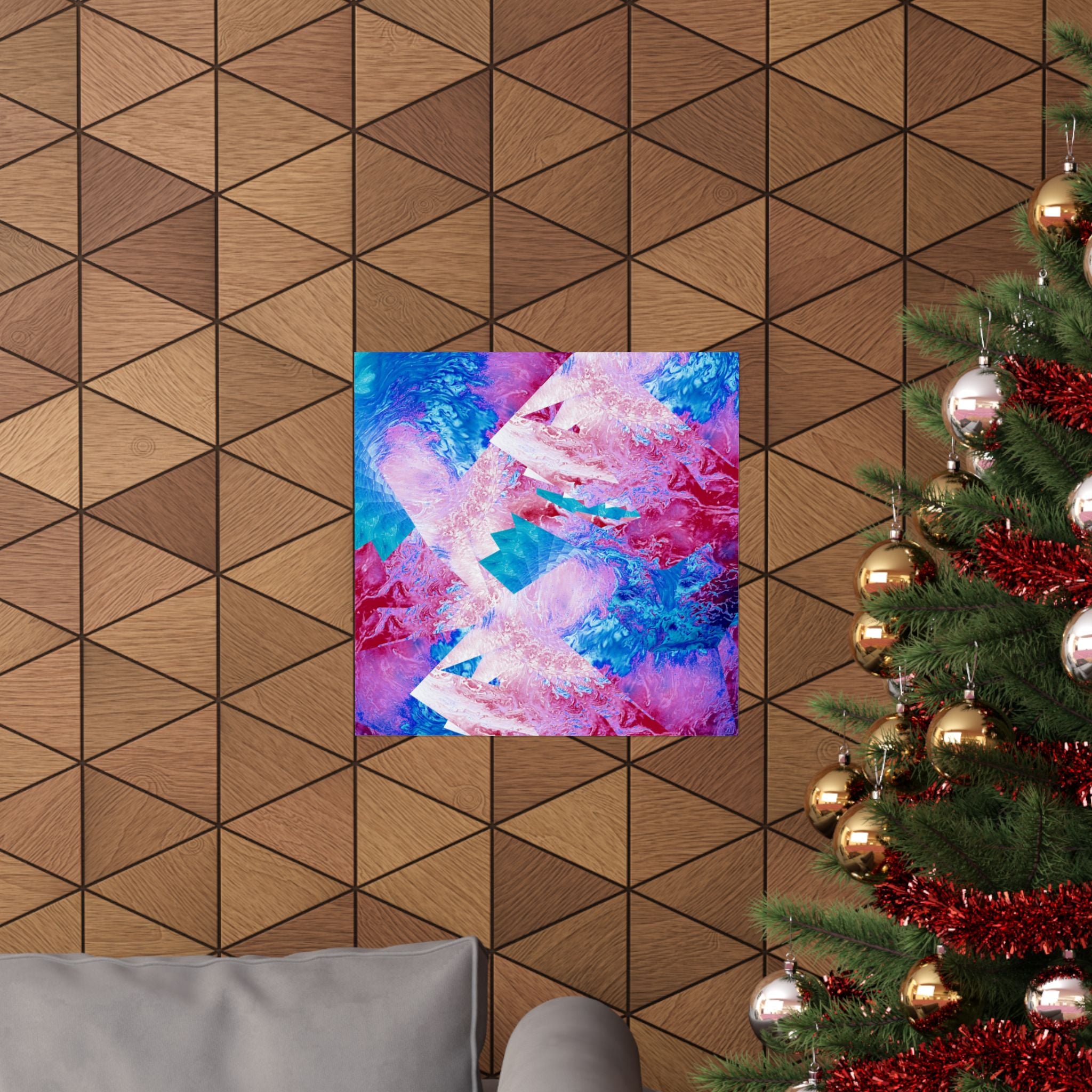 Trippy pink and blue Fractal Matte Poster Print