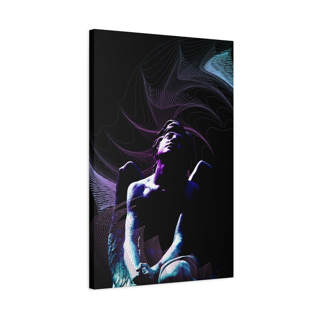 Skybound Canvas Wall Art - Surreal Angel Figure in the Clouds